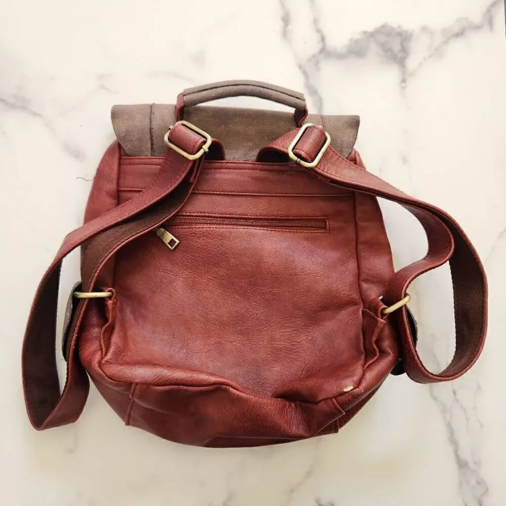 My brother John steampunk little boys backpack burgundy Cherry Brown